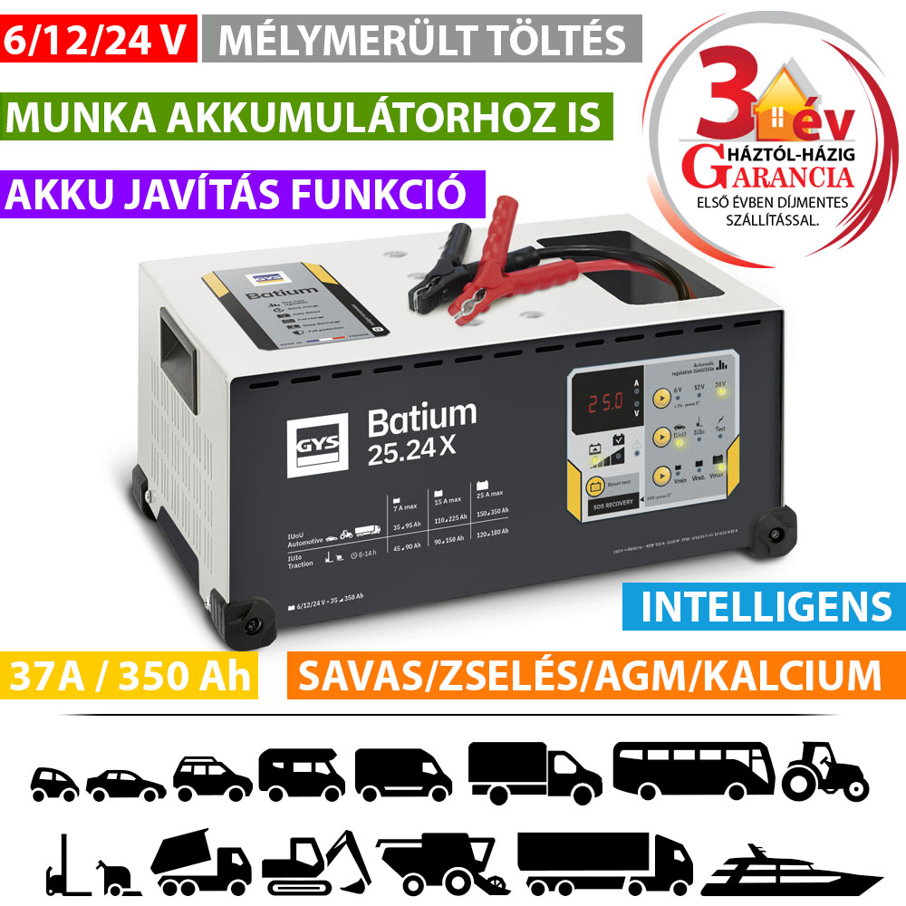 GYS BATIUM 25/24 X automata akkumulátor töltő termék fő termékképe