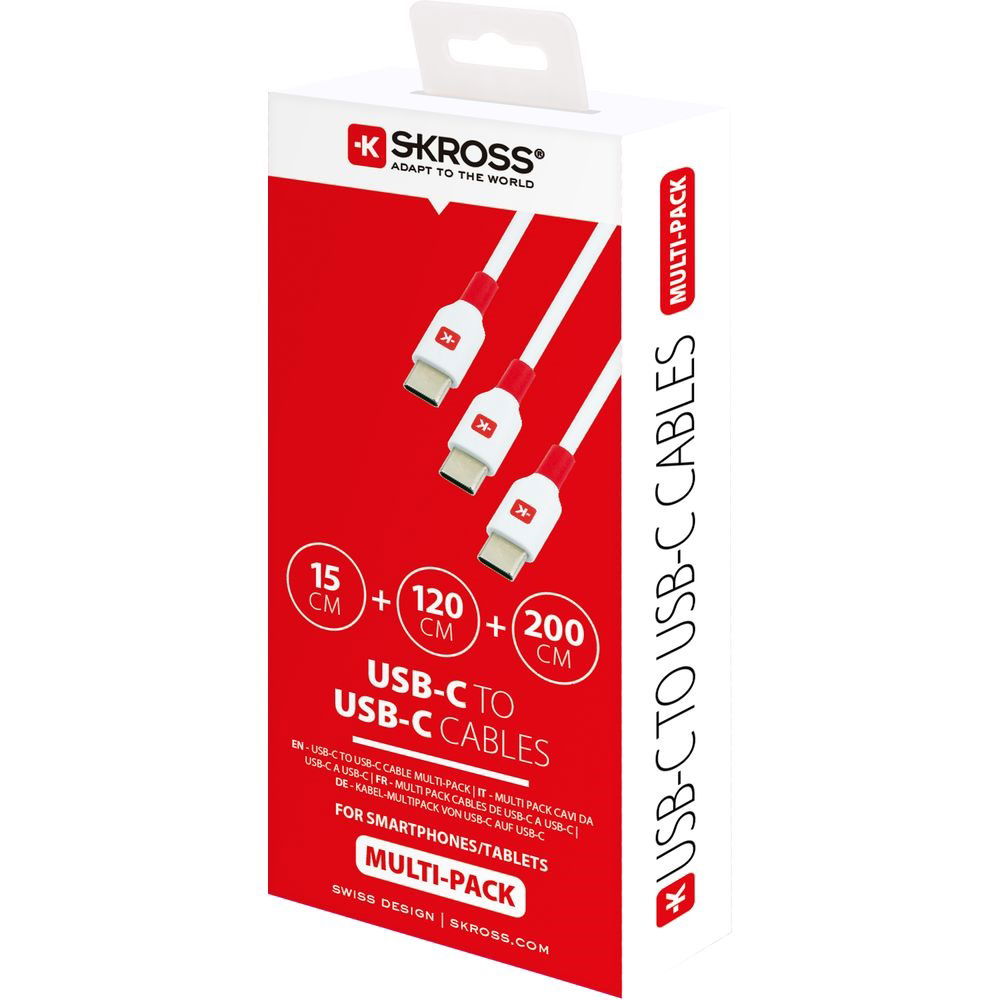 Skross USB kábel, töltő, szinkron (USB-C - USB-C) 0.15m | 1.2m | 2m multipack termék fő termékképe